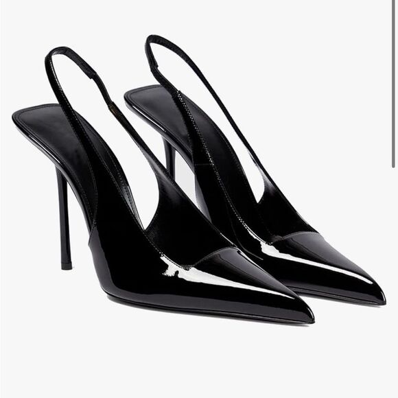 Excellent condition black sling back heels - Picture 1 of 4